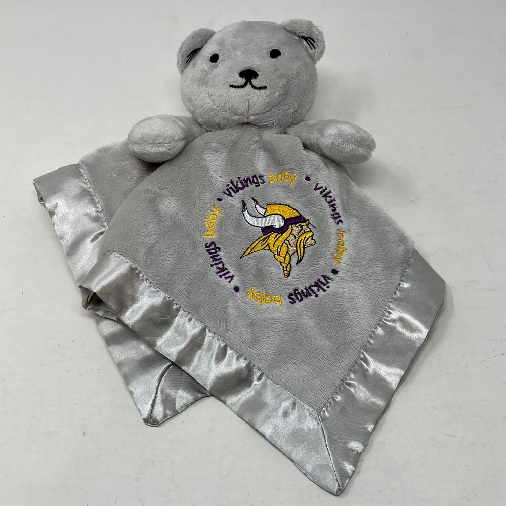 Baby Fanatic Minnesota Vikings Bear Security Blanket Lovey Grey Satin Trim 14x14